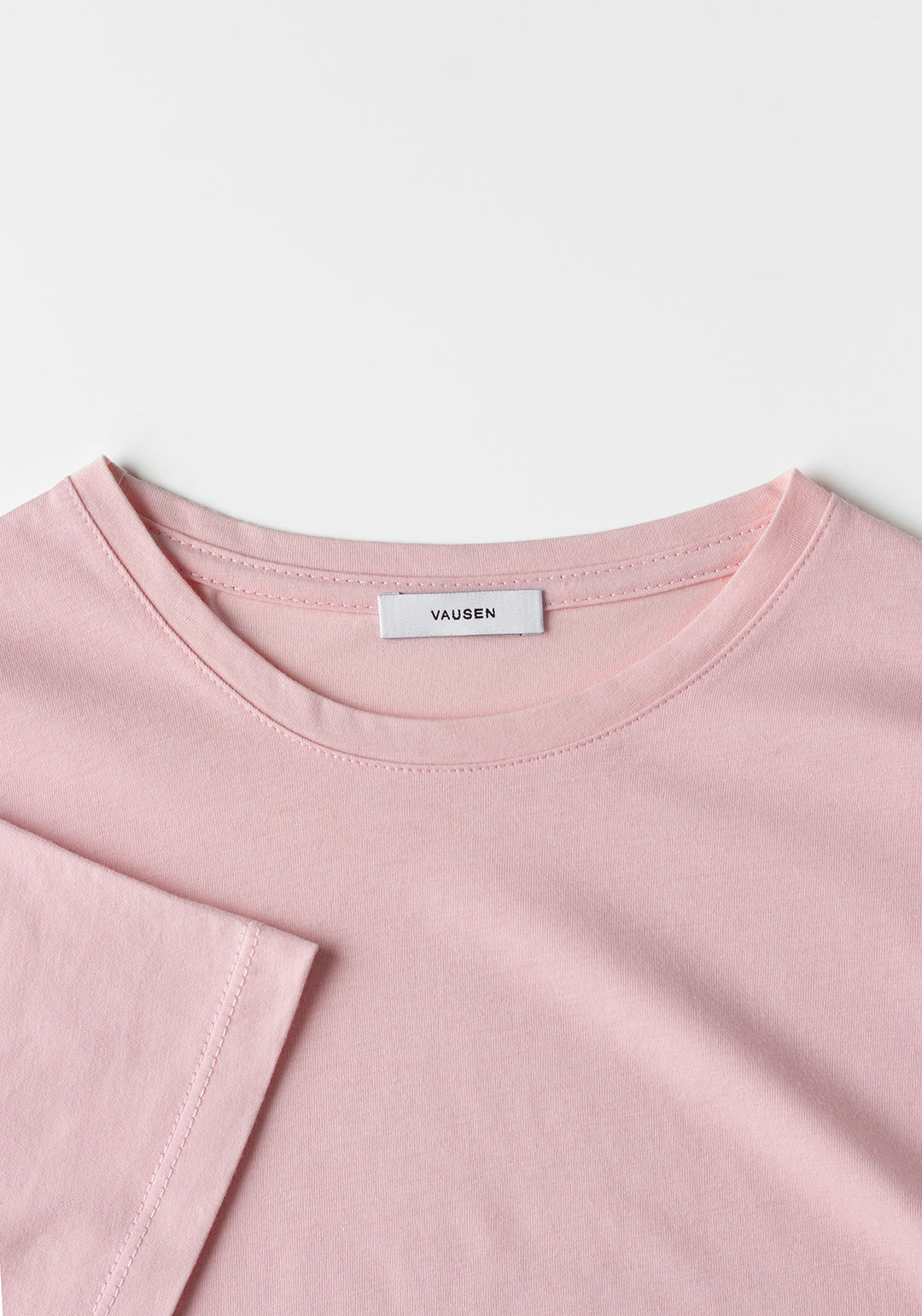 vausen camiseta rosa manga corta algodón peruano cuello y manga