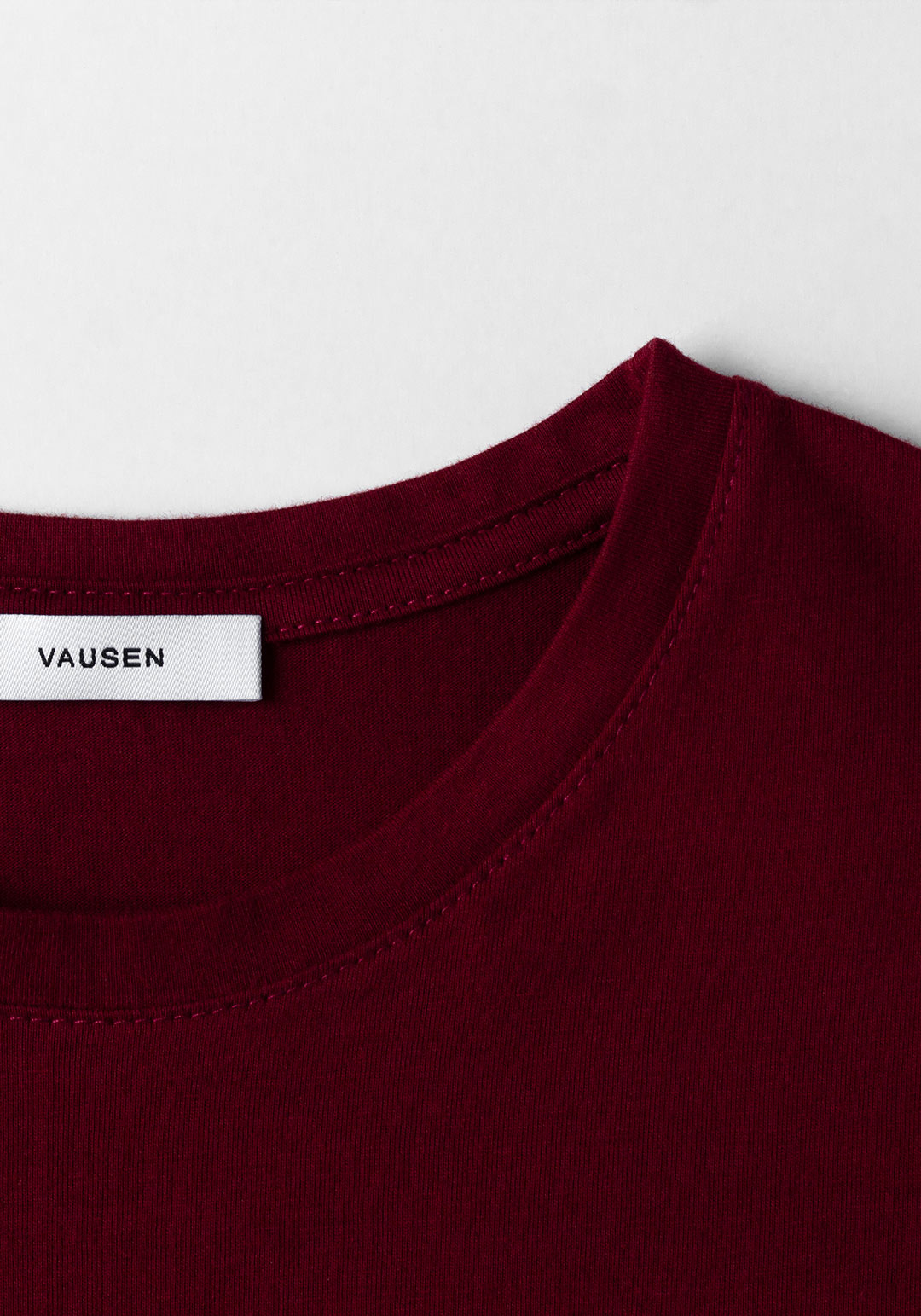 vausen camiseta rojo burdeos manga corta algodón peruano cuello y detalles