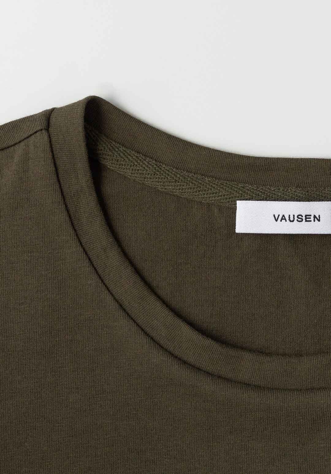 vausen camiseta verde oliva manga corta algodón peruano cuello detalles